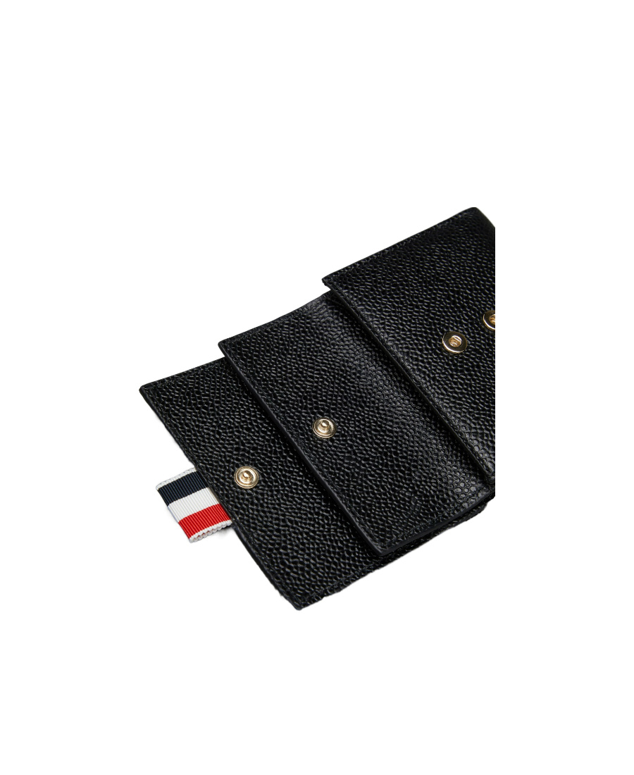 Thom Browne Rwb Stripe Folded Wallet In Black