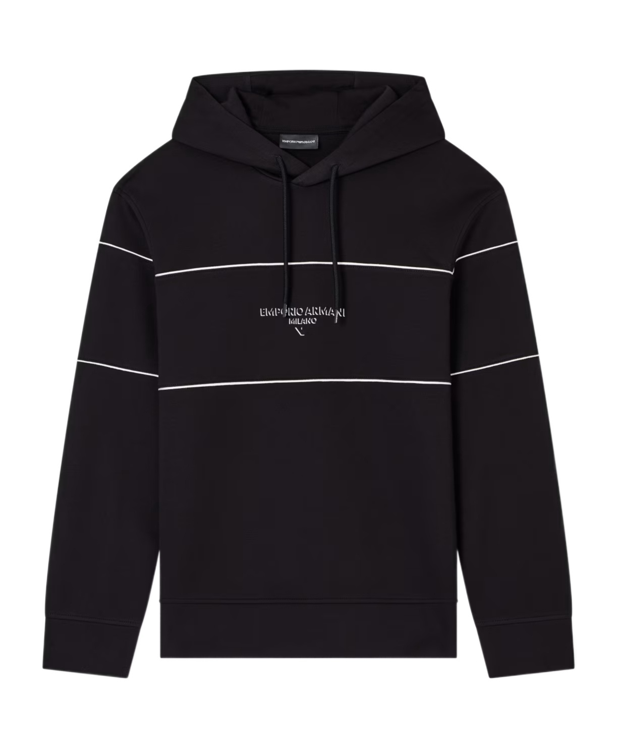 Emporio Armani Double-jersey Hooded Sweatshirt With 3d-effect Logo In Black