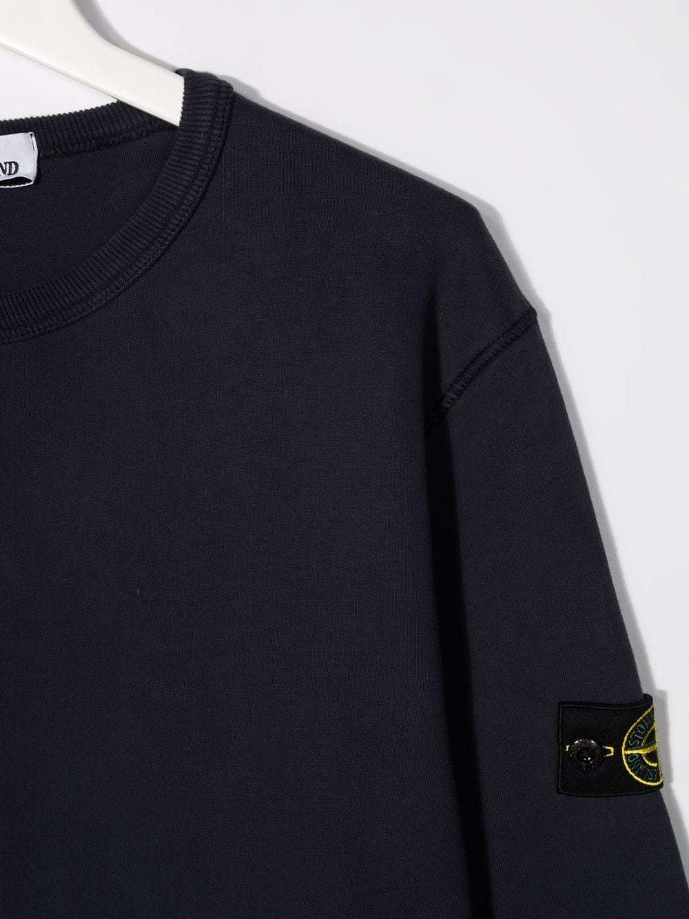 Stone Island Teen Logo-patch Cotton Sweatshirt In Blue