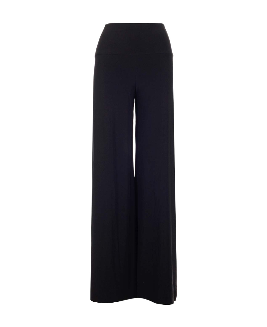 Shop Norma Kamali High-waisted Wide-leg Trousers In Black