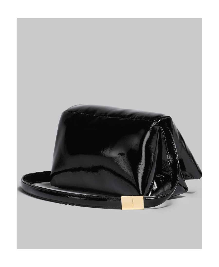 Marni Small Prisma Patent Shoulder Bag In Black