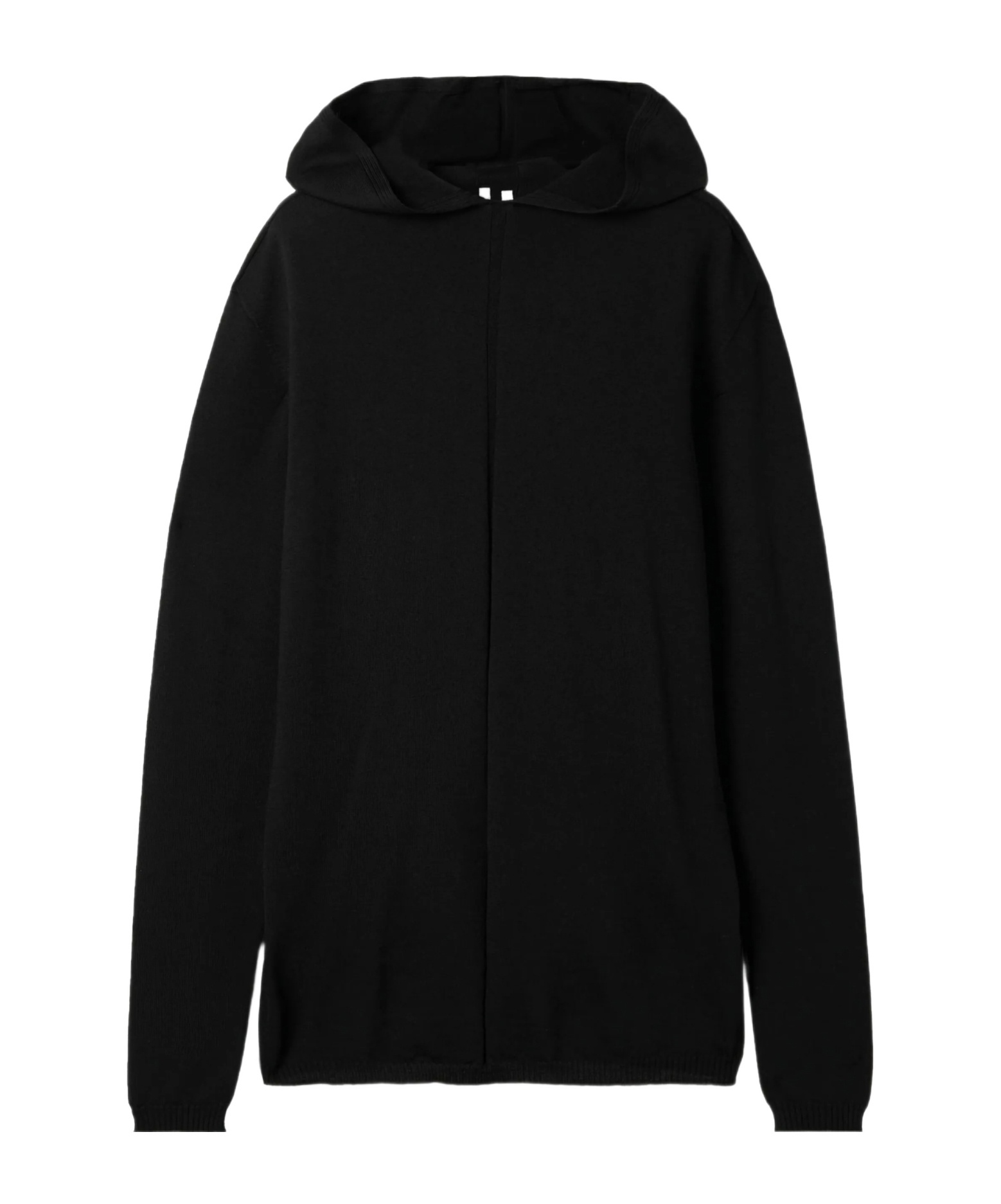 Rick Owens Hooded Wool Sweater In Black