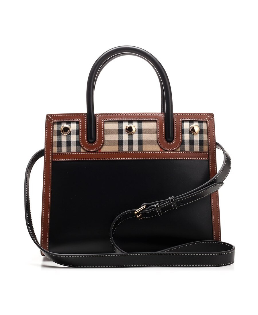 Burberry Mini Two-handle Title Bag In Black