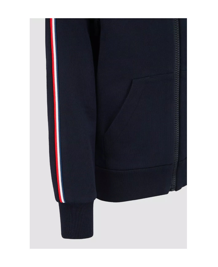 Moncler Striped Zipped Cotton Hoodie In Blue