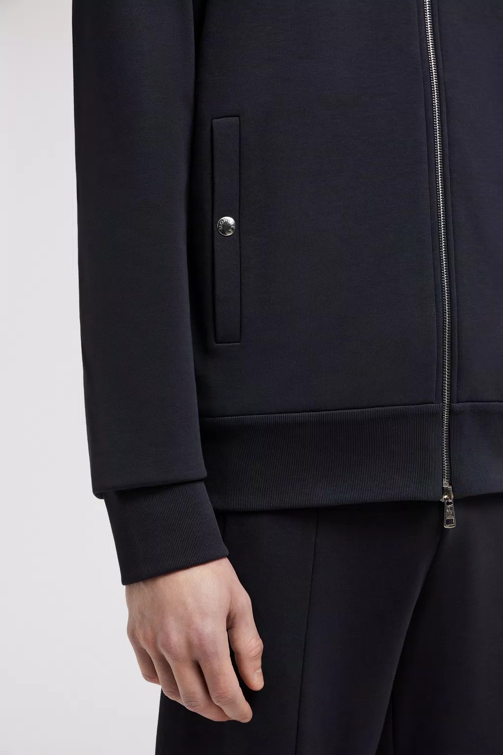 Moncler Stripe-detail Zipped Cardigan In Blue