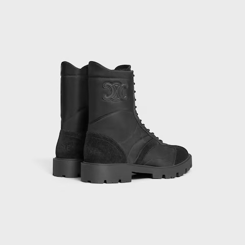 Celine Margaret Boot In Nylon And Suede Calfskin In Black