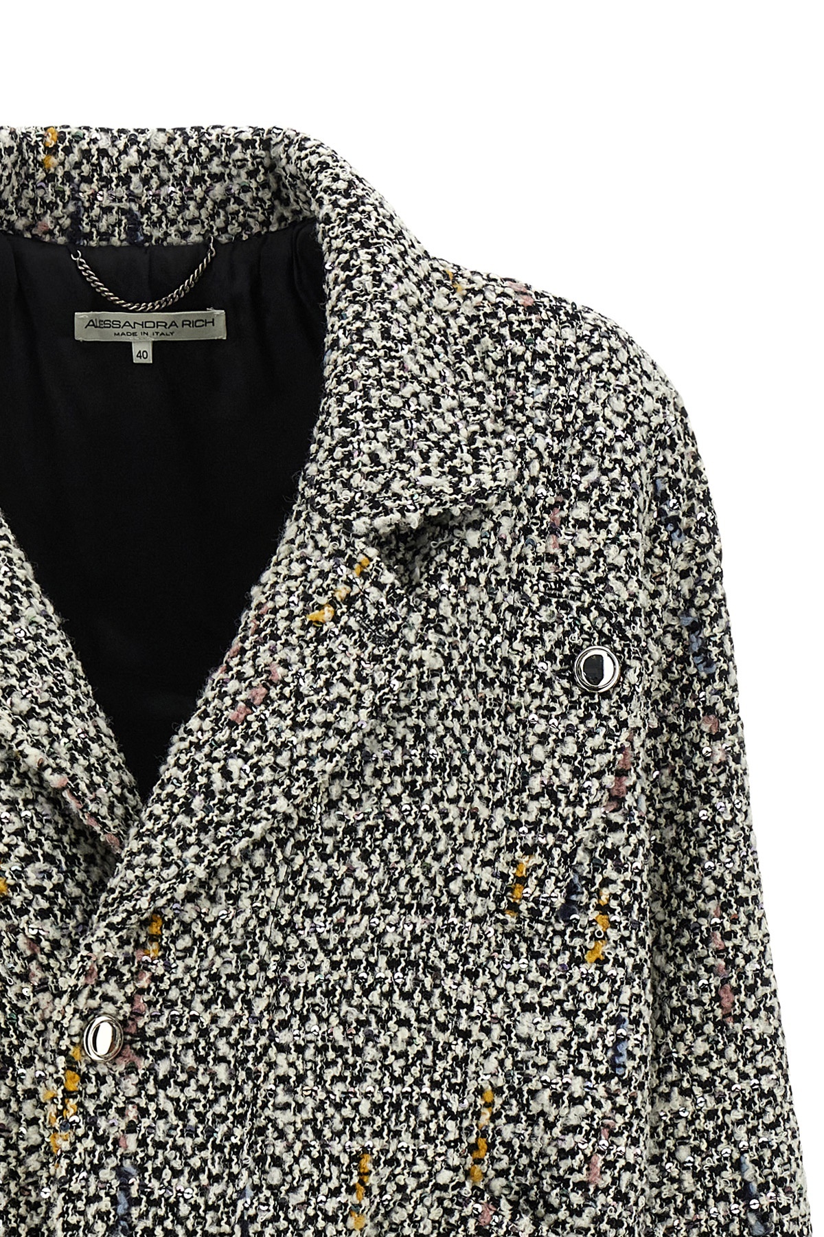 Alessandra Rich Multicolor Tweed Blazer In Black