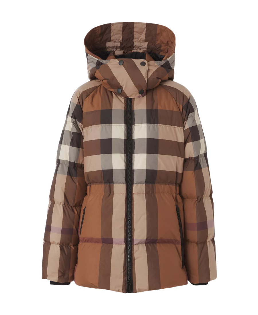Shop Burberry Vintage Check-print Hooded Puffer Jacket In Brown