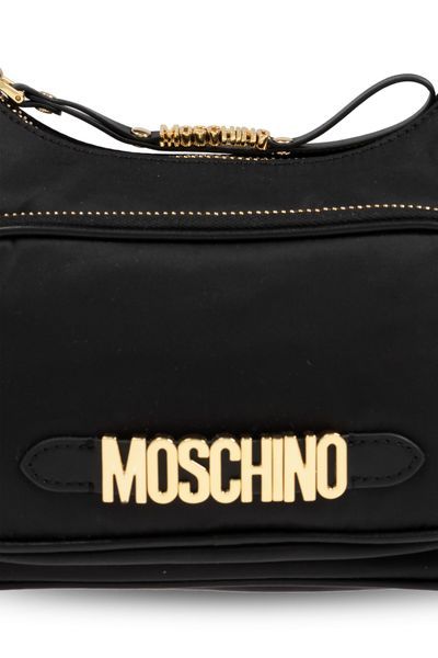 MOSCHINO MOSCHINO LOGO LETTERING ZIPPED SHOULDER BAG 