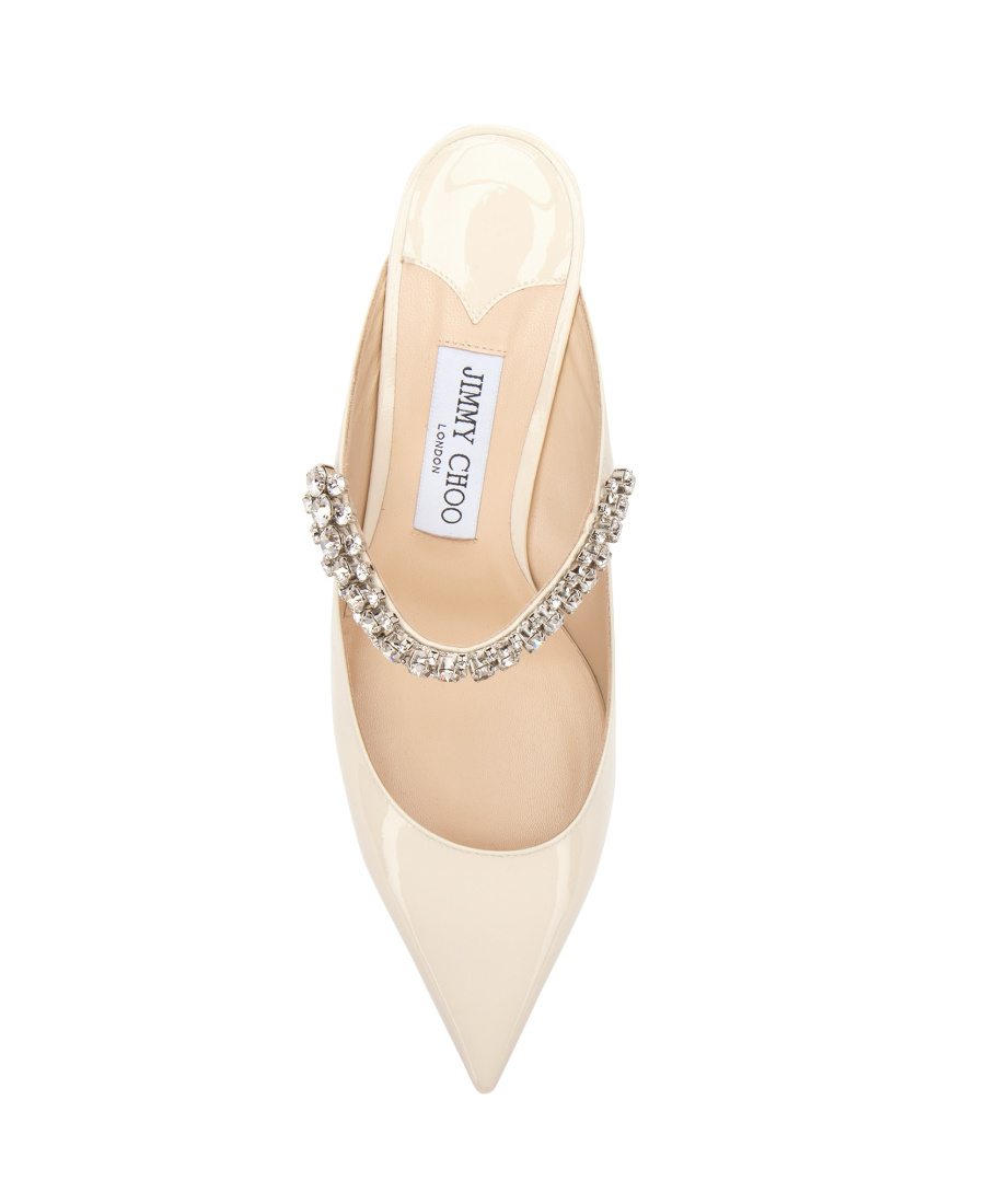 Jimmy Choo Bing 65 Crystal-embellished Mules In Cream Leather In White