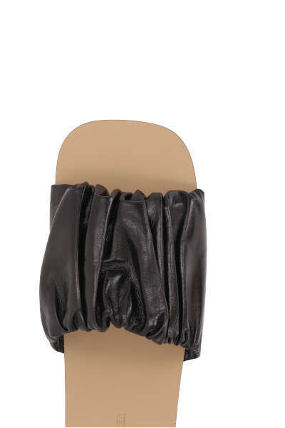 Shop Jil Sander Gathered-detailed Open-toe Slides In Black