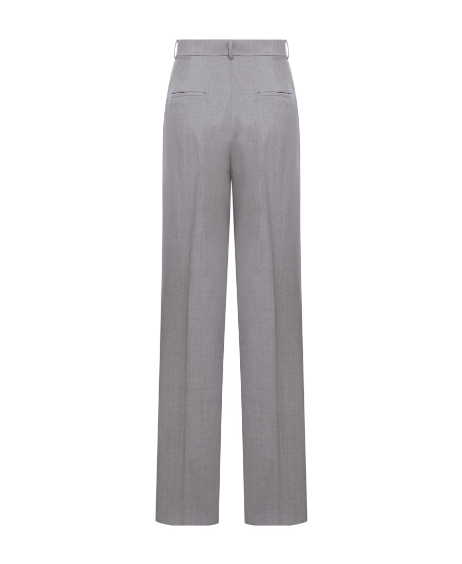 Shop Max Mara Straight Wool Casual Trousers In Gray