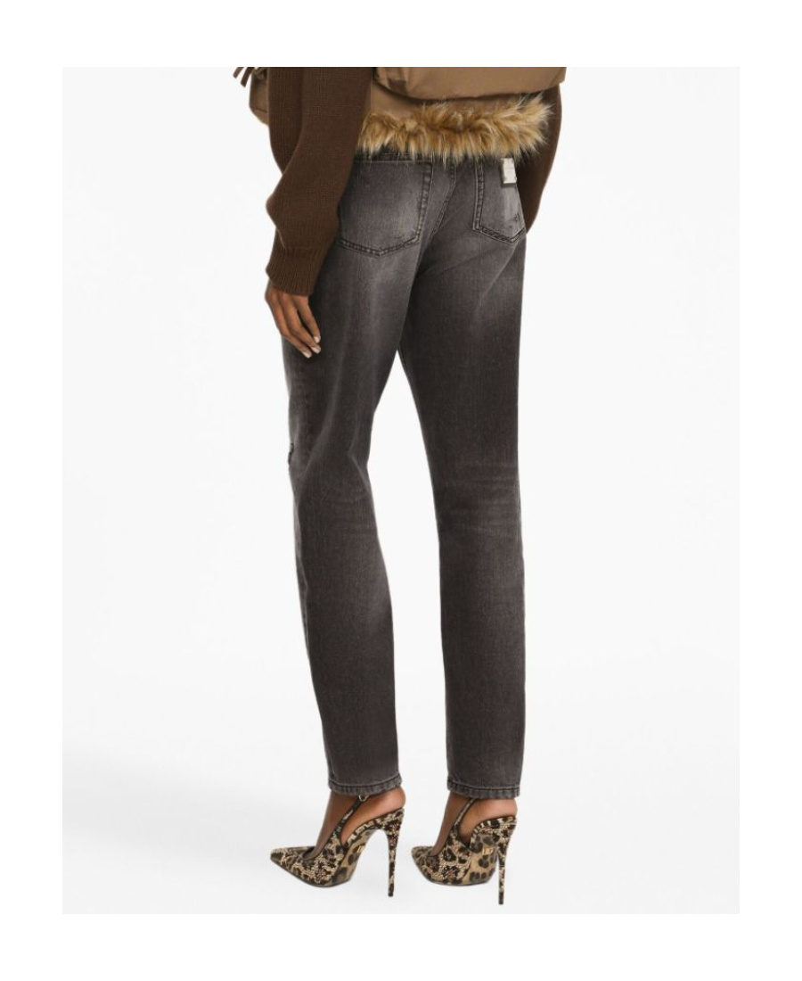 Dolce & Gabbana Boyfriend Jeans In Dark Blue Denim In Black