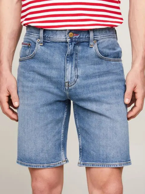 Shop Tommy Hilfiger Belt Ring Denim Shorts In Blue