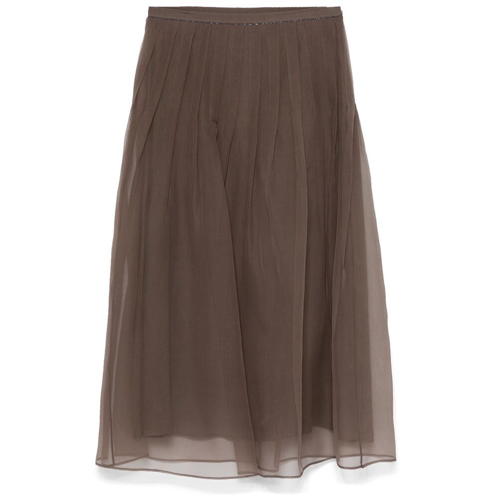 Brunello Cucinelli Tulle Skirt A-line Silhouette In Brown