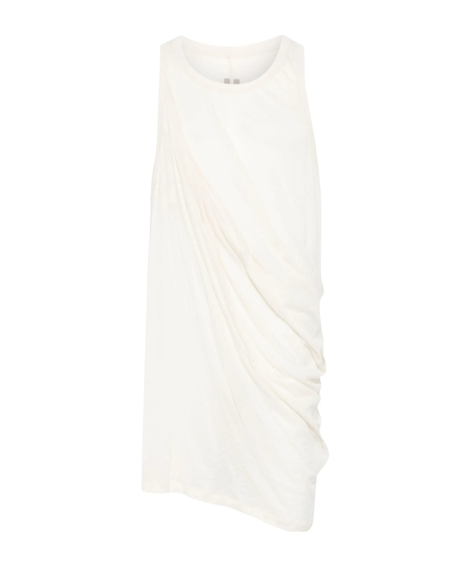 Rick Owens Draped Cotton Sleeveless Top In Neutral Palette In White