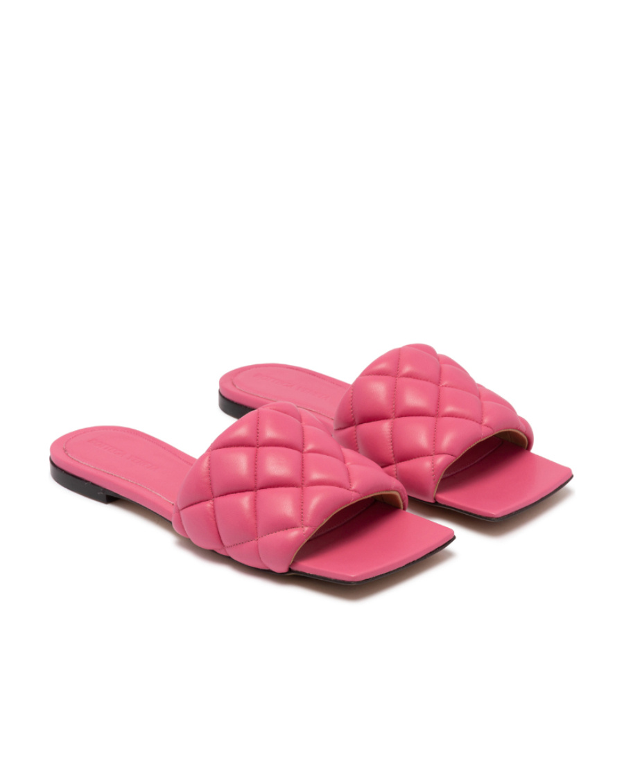 Bottega Veneta Flat Padded Sandals In Pink