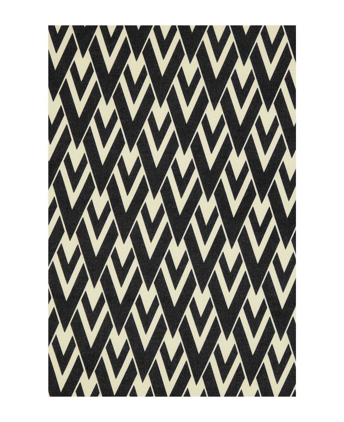 Valentino Chevron Pattern Silk Square Scarf In Neutral