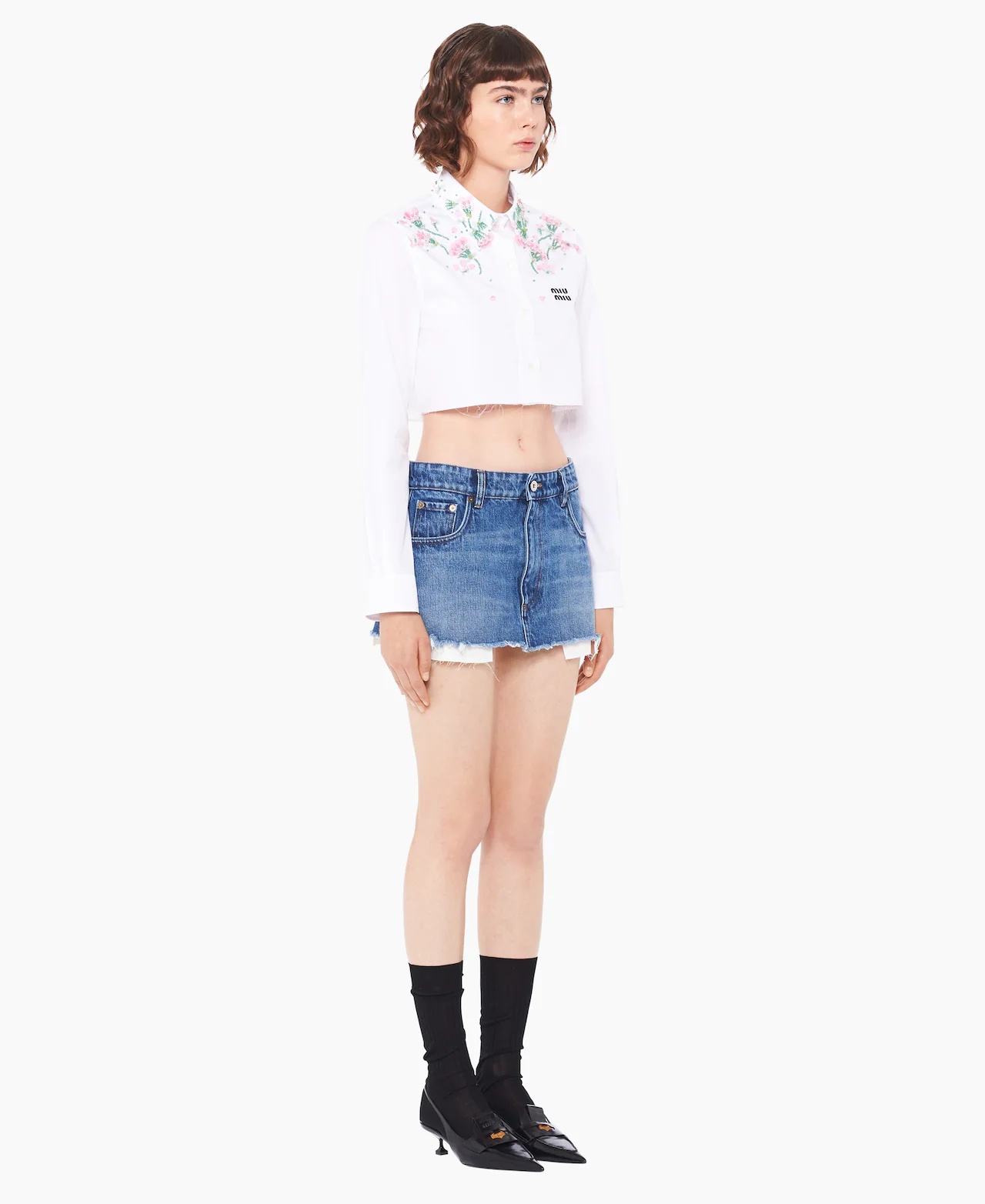 Miu Miu Denim Miniskirt In Blue