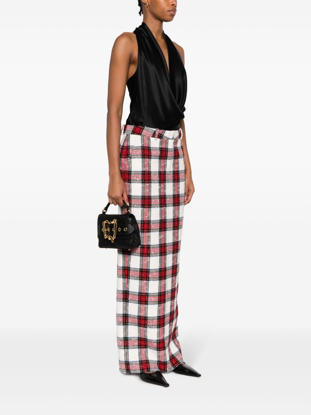 Moschino Morphed Buckle Leather Tote Bag In Black