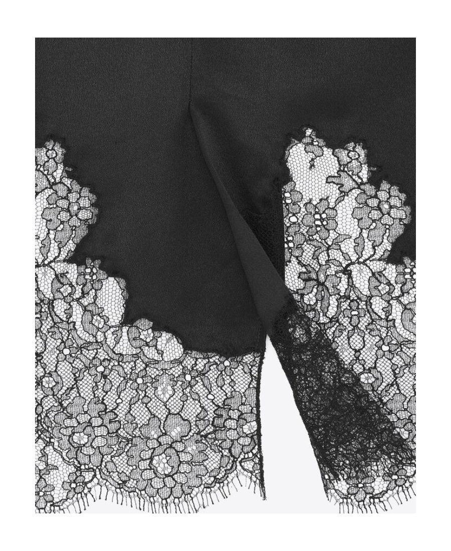 Saint Laurent Lace-trim Minidress In Black
