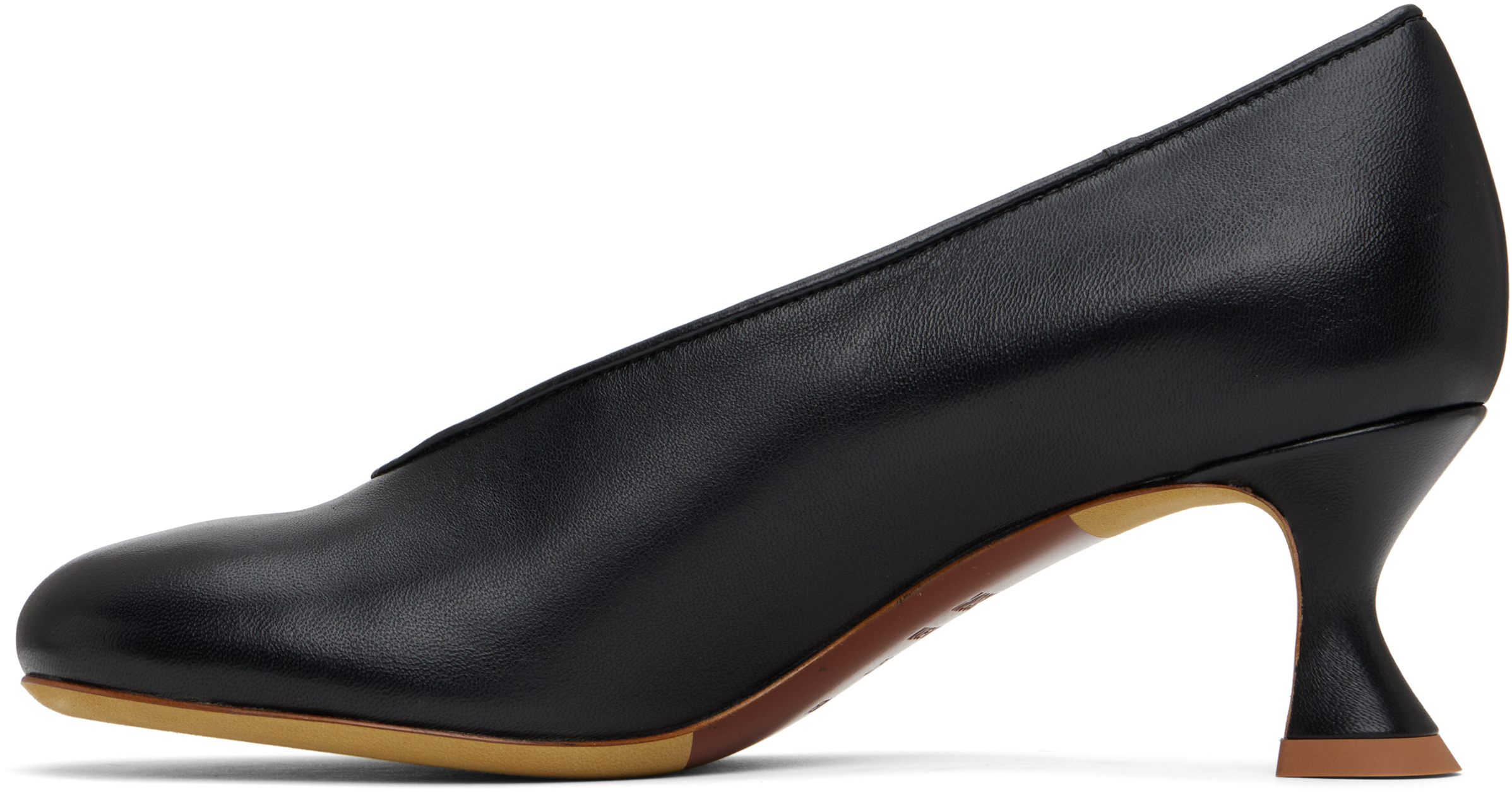 Moschino Black Duck Leather Heels In Black