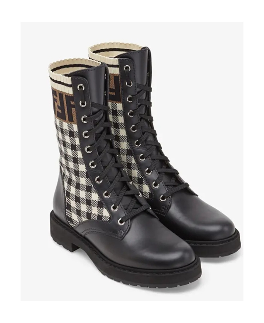 Fendi Rockoko Ff Biker Boots In Black