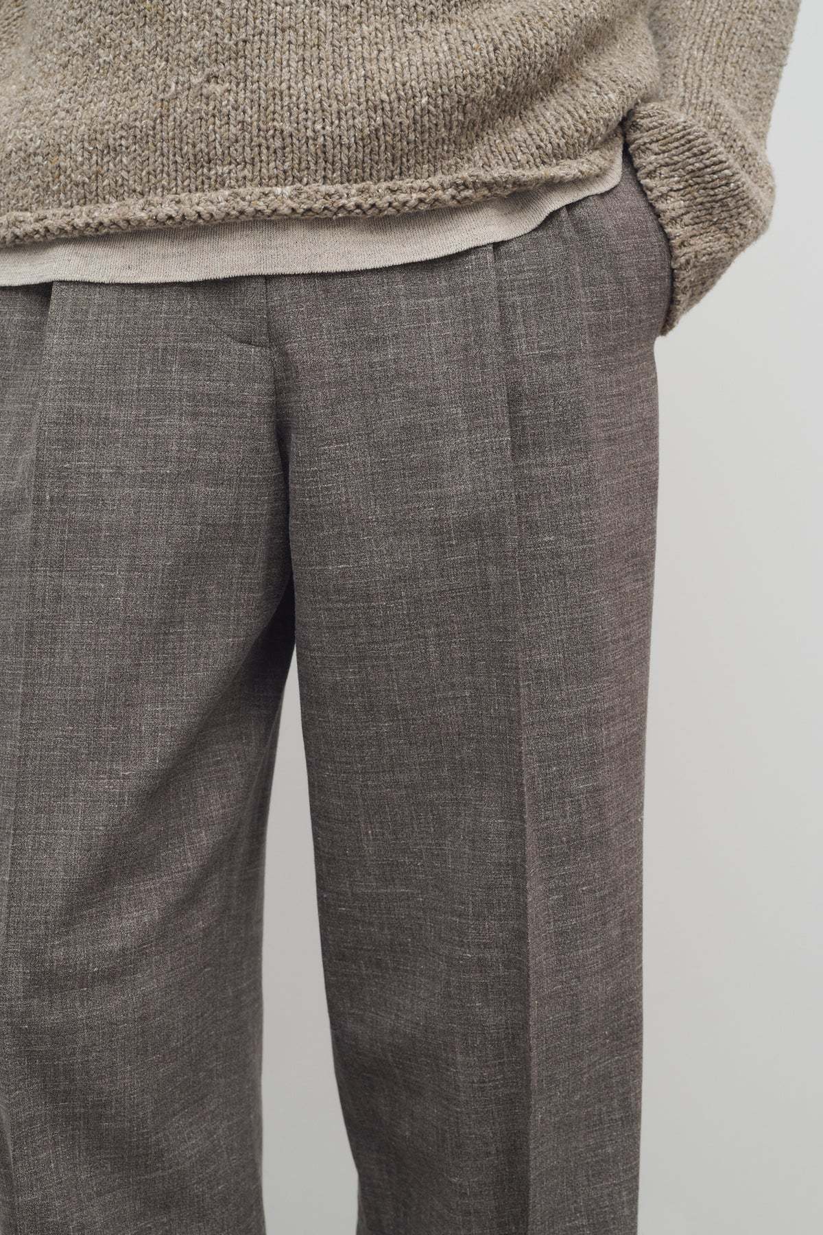 The Row Silas Pant In Silk, Linen, And Virgin Wool In Dark Brown