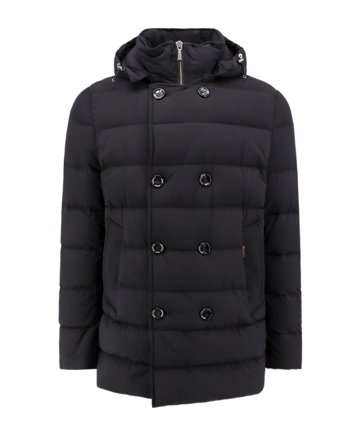 Moorer Double-breasted Hooded Quilted Down Jacket In Black