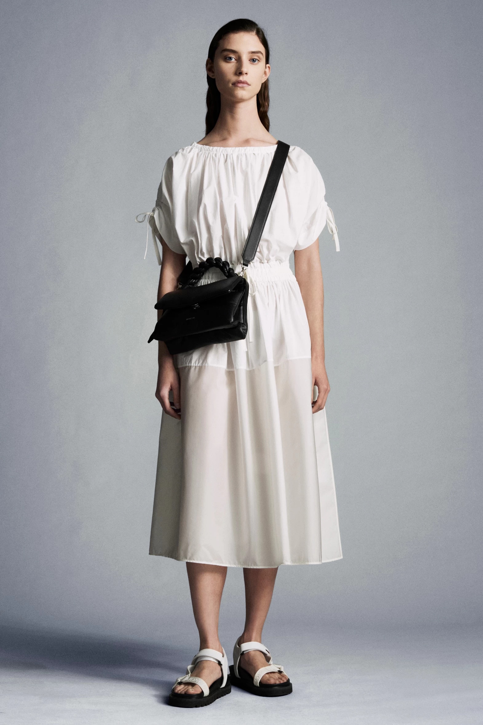 Moncler Drawstring Flared Dress In White