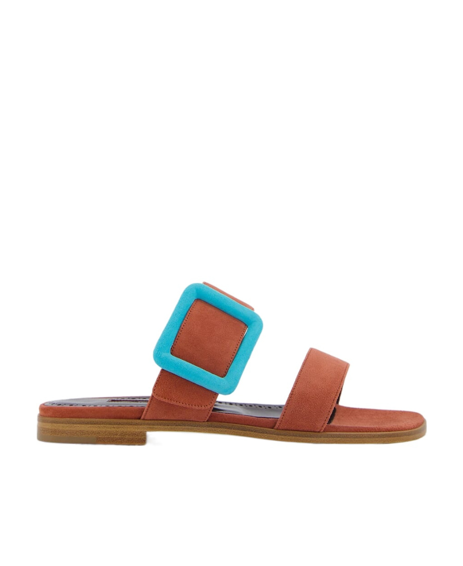 Manolo Blahnik Buckle-detailed Open Toe Sandals In Blue