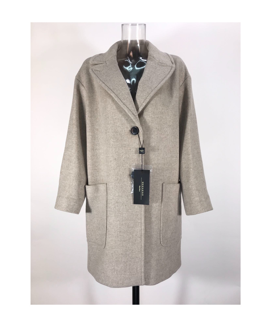 Weekend Max Mara Long-sleeved Lapel Coat In Gray