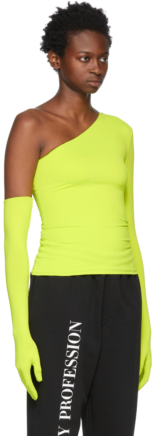 Vetements Yellow Single-shoulder Glove T-shirt In Yellow