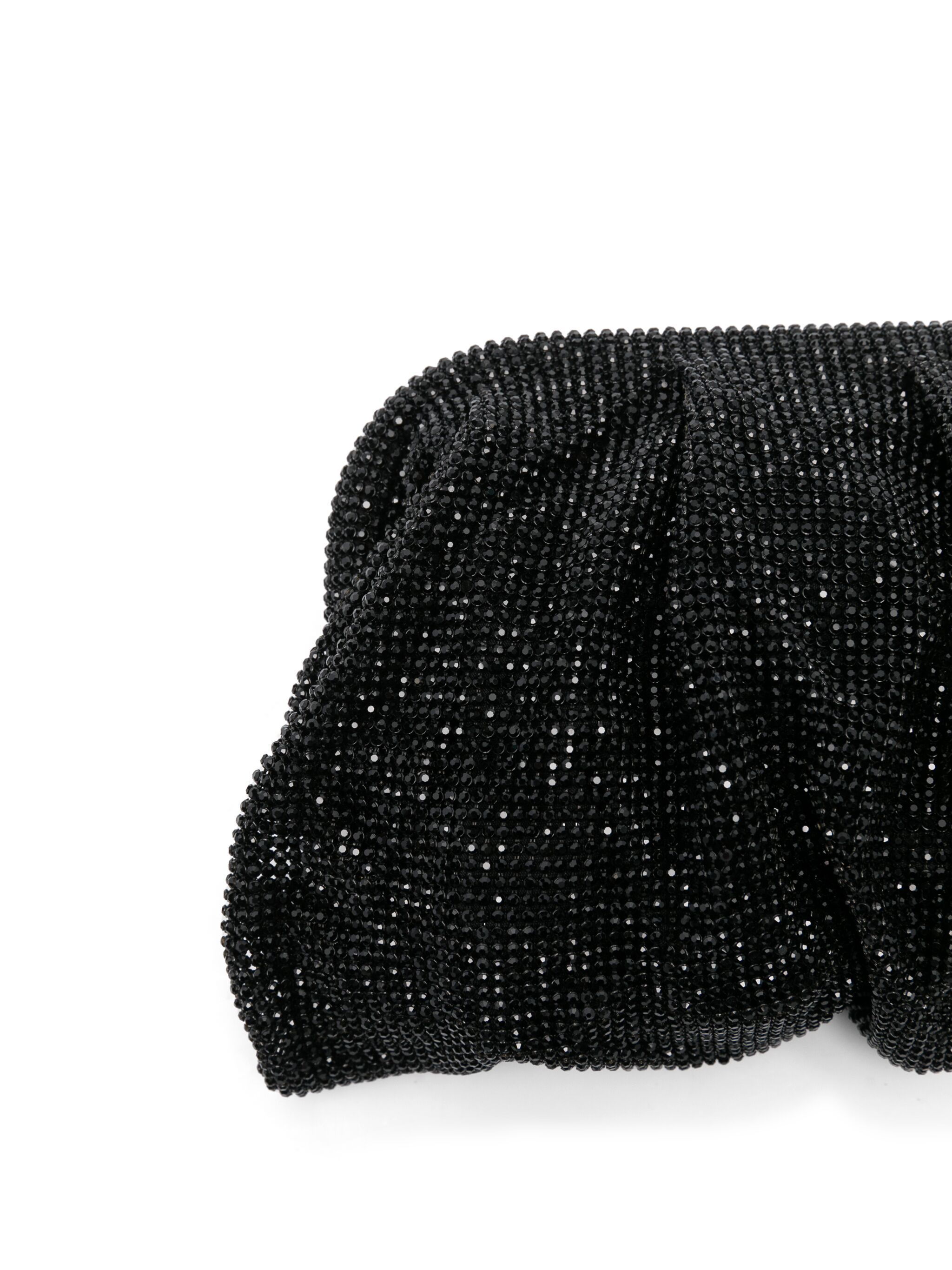 Benedetta Bruzziches Rhinestone And Satin Venus La Petite James Bond Pochette In Black
