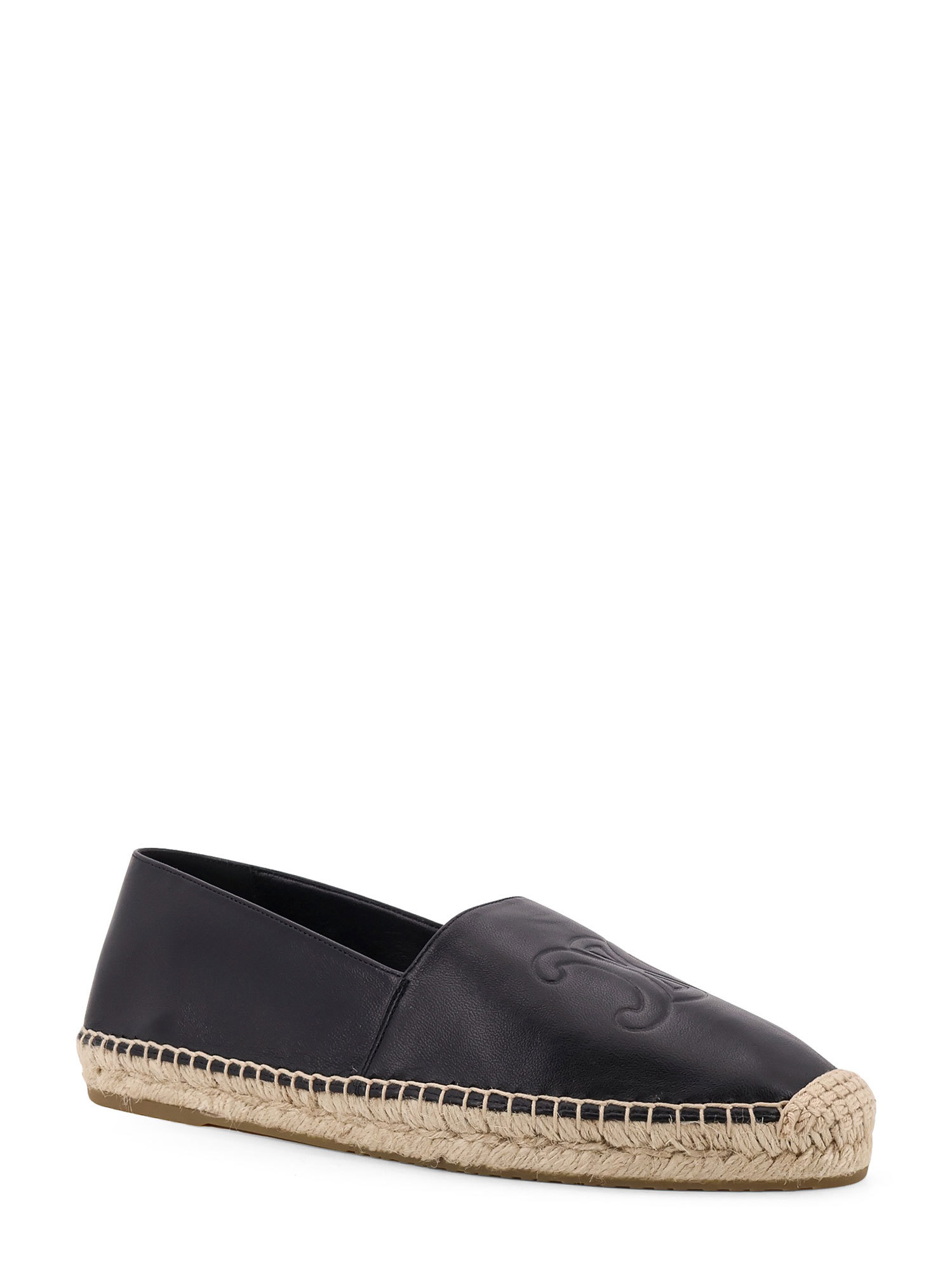 Celine Dettaglio Triomphe Round Toe Loafers In Black
