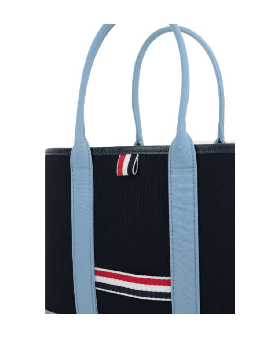 Thom Browne Rwb-stripe Canvas Tote Bag In Black
