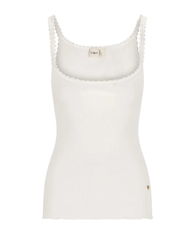 Chloé Scallop-trim Tank Top In White