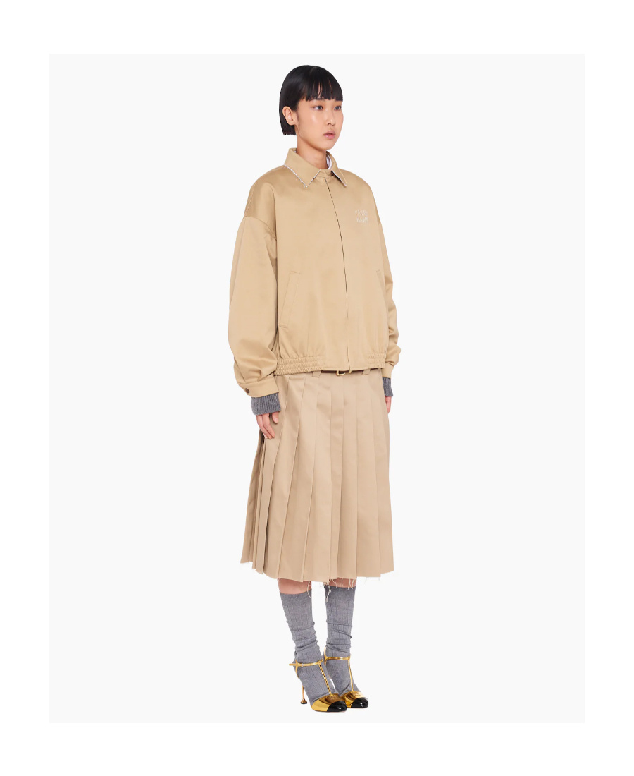 Miu Miu Oversized Chino Blouson Jacket In Neutral