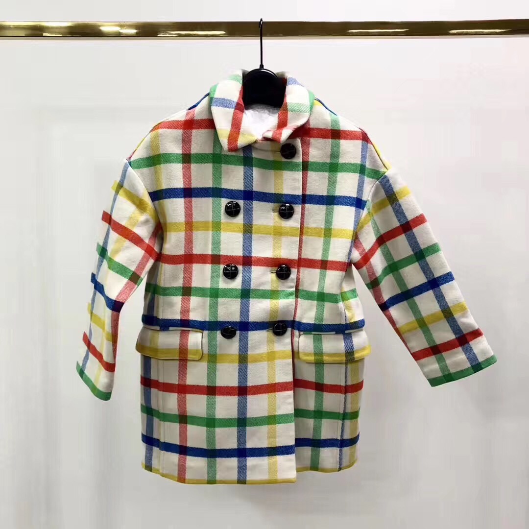 Shop Burberry Rainbow Plaid Coat In Nude