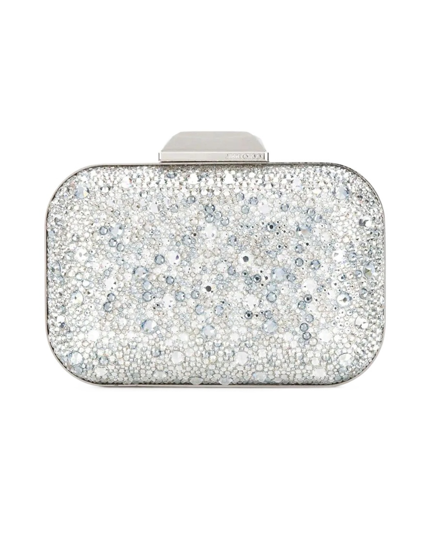 Jimmy Choo Crystal-embellished Cloud Clutch Bag In White