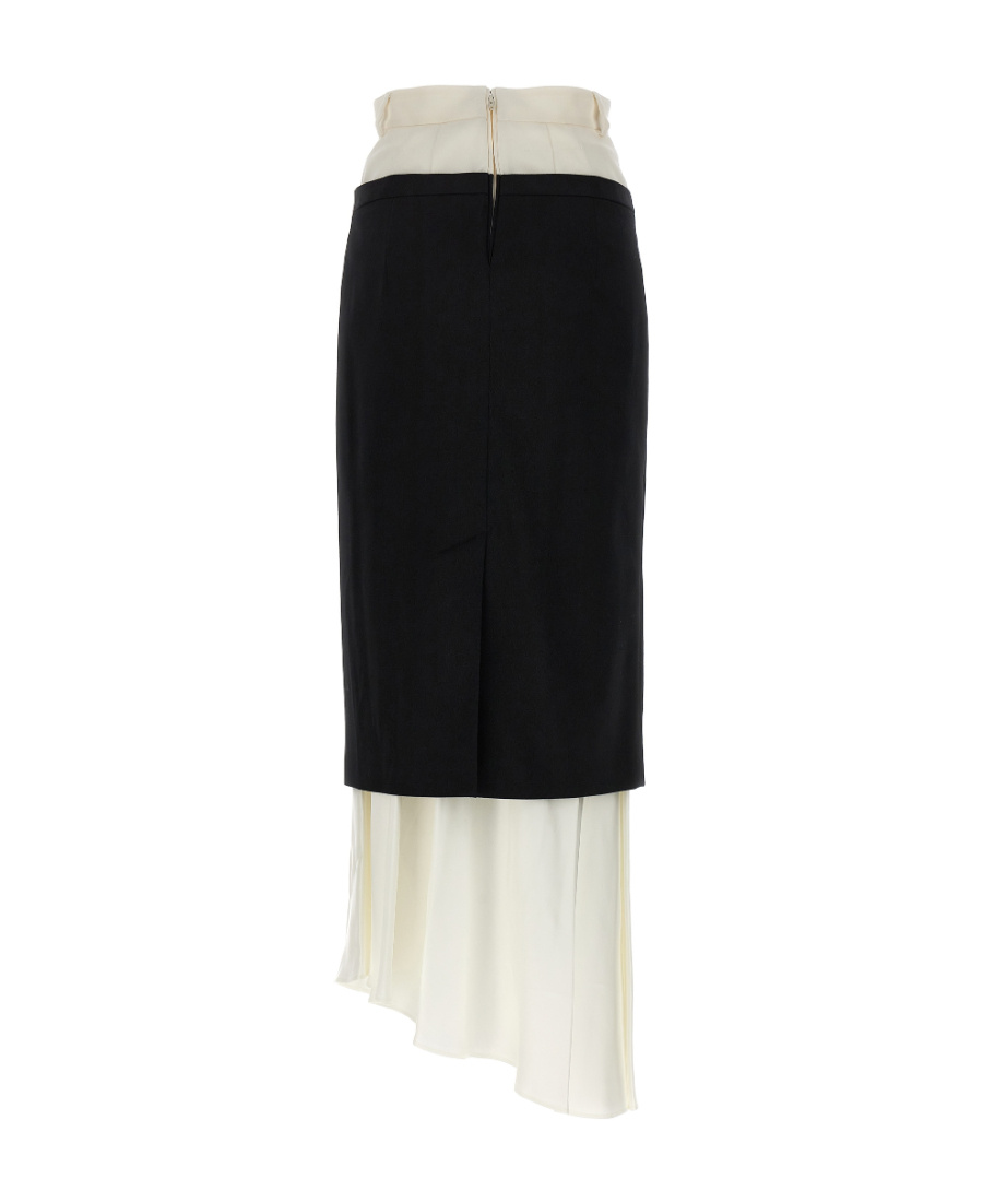 Shop Mm6 Maison Margiela Layered Midi Skirt In Black