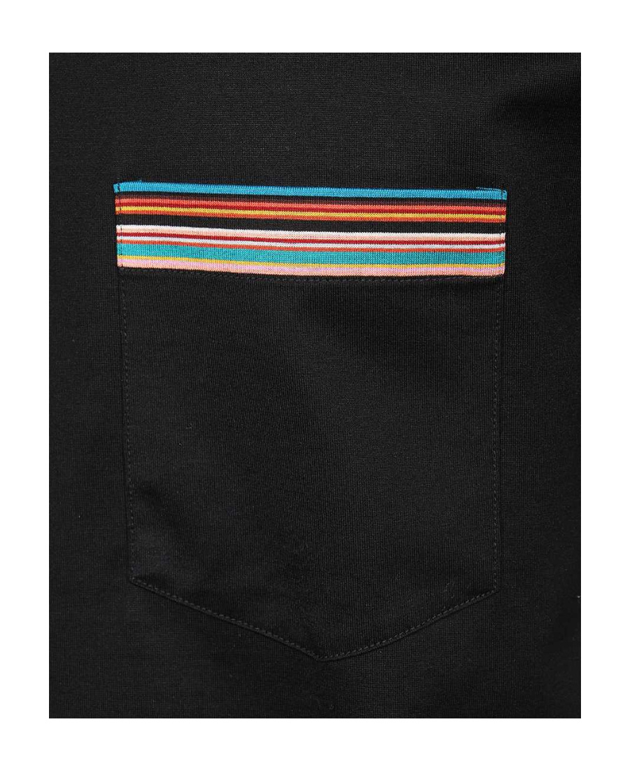 Shop Paul Smith Stripe-pocket Cotton T-shirt In Black