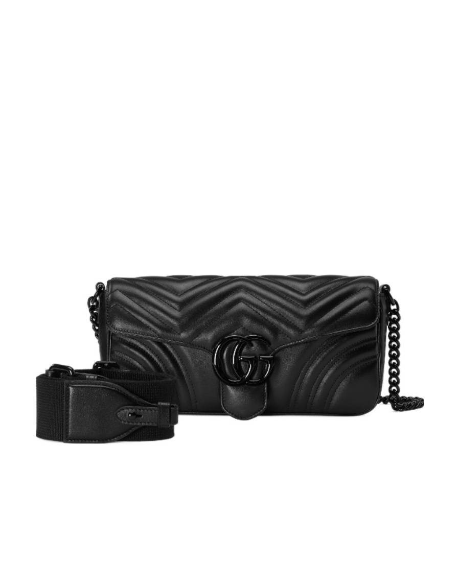 Shop Gucci Gg Marmont Shoulder Bag In Black