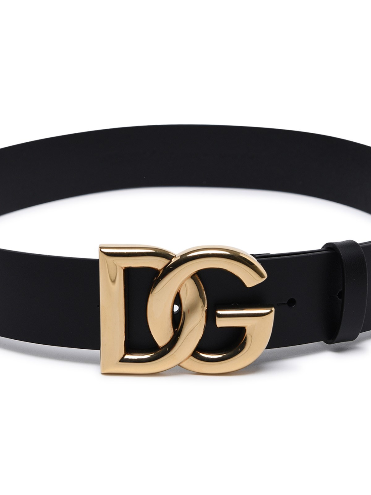 Dolce & Gabbana Black Belt With Buckle Closure And Interwoven Design In Leather Man In Black
