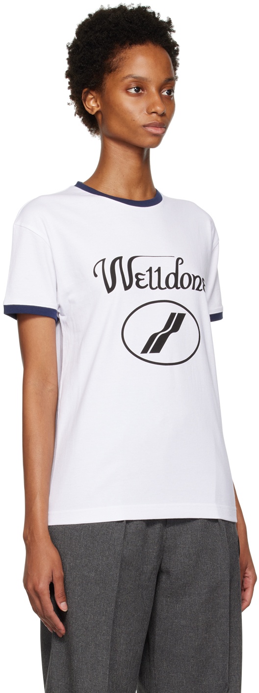 We11 Done Logo-print Ringer T-shirt In White