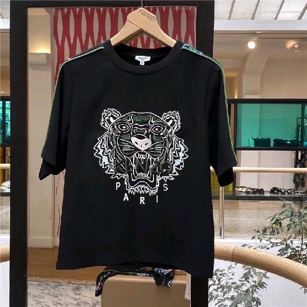 Kenzo Open-necked Black Shirt In Black