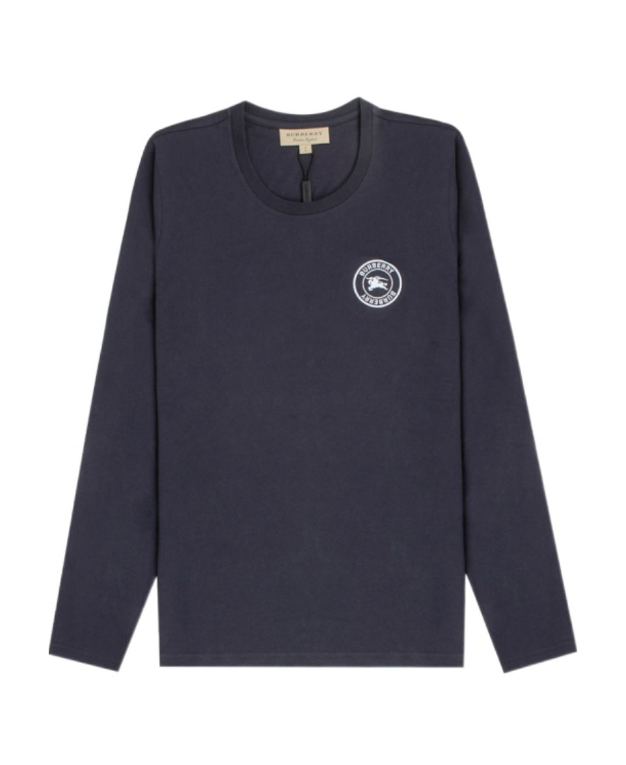 Burberry Logo Long-sleeved T-shirt In Blue