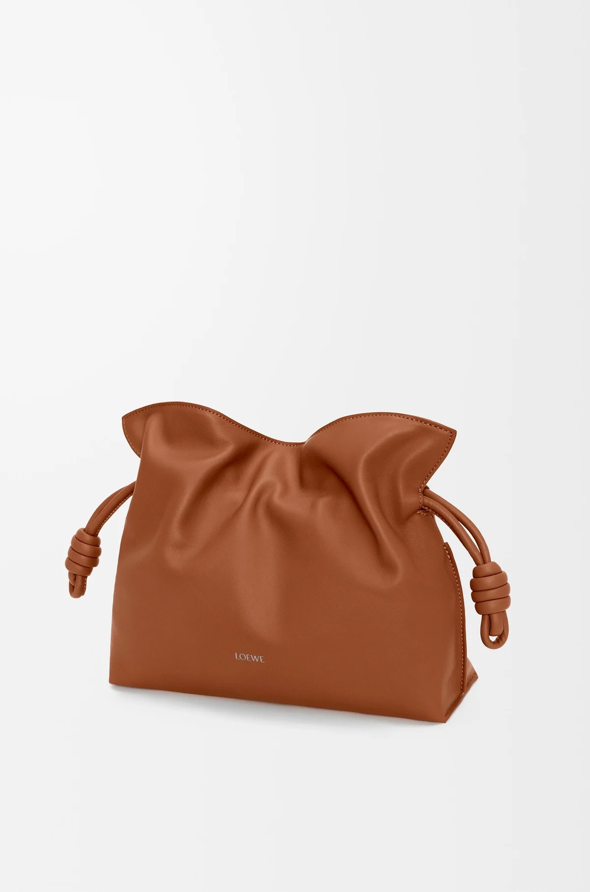 Loewe Medium Leather Flamenco Clutch Bag In Brown