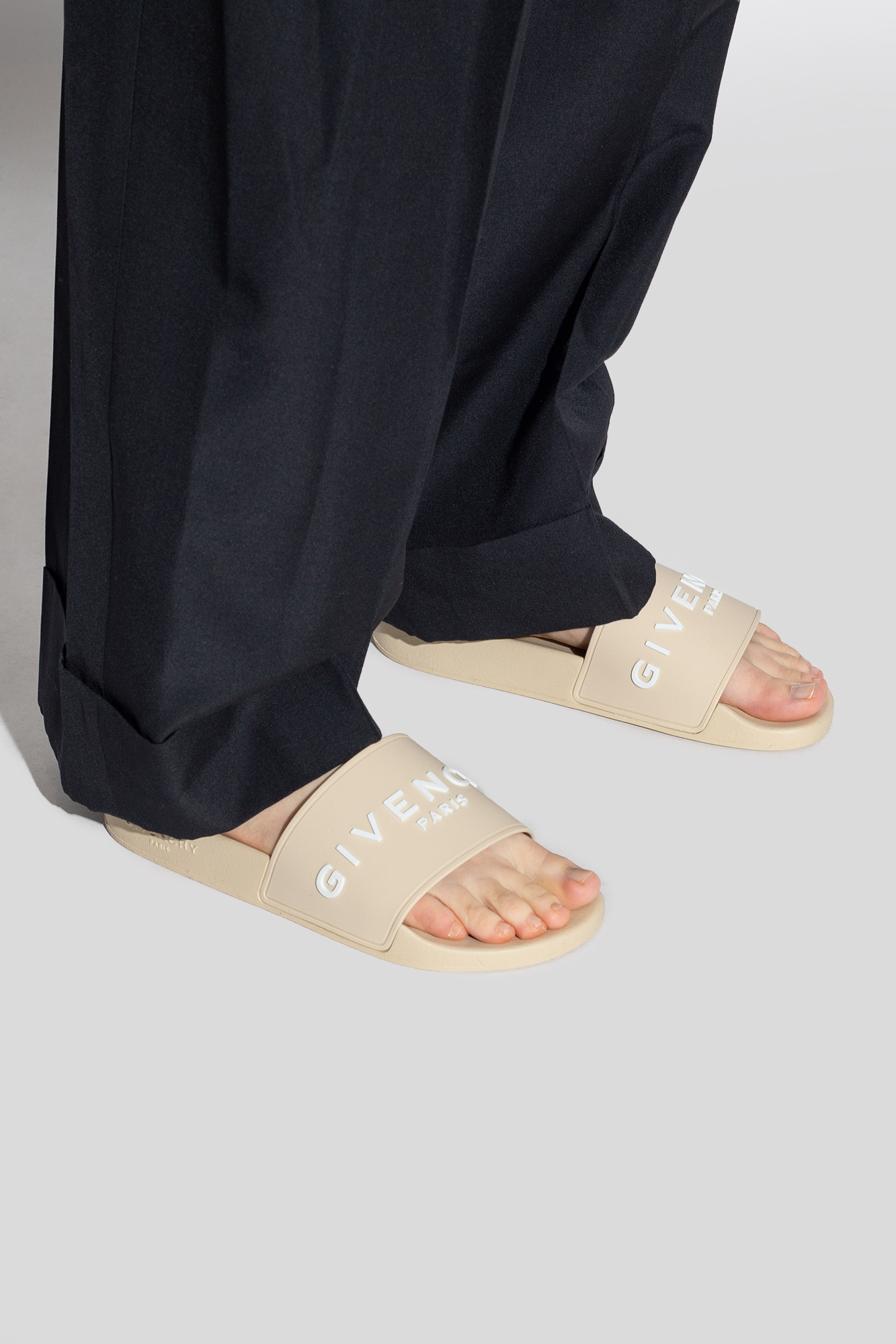 Givenchy Rubber Slide With Logo In Nude