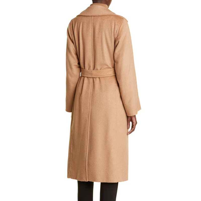Max Mara Brown Cashmere Belted Coat In Nude